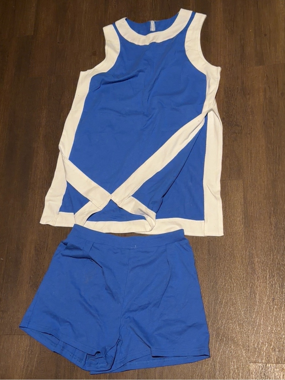 Royal Blue & White Colorblock High Slit Tunic Top & Shorts Set Size L NWT - Picture 4 of 4